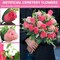 Set of 2 Artificial Cemetery Flowers – Pink Rose Bouquets with Vases for Outdoor Grave and Headstone Decoration, Memorial Flower Arrangement